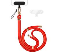 HoldMe Edition - Lanyard avec mousqueton noir & 2 pads - Chaîne universelle pour téléphone portable Bandoulière en nylon - Neon Orange