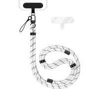 HoldMe Edition - Lanyard avec mousqueton noir & 2 pads - Chaîne universelle pour téléphone portable Bandoulière en nylon - Blanc