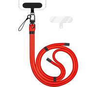 HoldMe Edition - Lanyard avec mousqueton noir & 2 pads - Chaîne universelle pour téléphone portable Bandoulière en nylon - Neon Orange