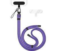 HoldMe Edition - Lanyard avec mousqueton noir & 2 pads - Chaîne universelle pour téléphone portable Lanière en nylon - Bleu Violet
