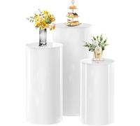 HoldOneLight Lot de 3 socles cylindriques blancs pour fête, gâteau, fleurs, décoration de mariage, enterrement de vie de jeune fille, anniversaire