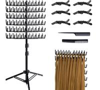 HoldOneLight Support de cheveux réglable pour tresses, support de perruque avec 144 épingles pour coiffeurs et tresses, support pour extensions de cheveux (noir)