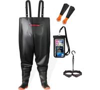 HoldOneLight Waders surdimensionnés pour homme, en PVC, imperméables, pour la chasse, avec ceinture de pied de bottes, respirant, léger, Swarchz, 3XL grande taille