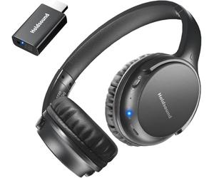 Holdsound BKM400 Casque TV sans fil pour personnes âgées avec émetteur USB Bluetooth, optique, RCA, AUX et USB, jusqu'à 50,3 m, sans retard et haut volume de sortie, 40 heures de lecture