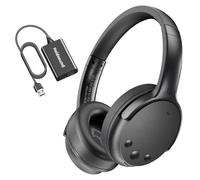 Holdsound Casque TV sans Fil avec Émetteur USB Câble Extension, Plug & Play, Son Net, Dialogues Clairs, 50m Portée sans Fil, Cuir Protéiné Mousse Mémoire, 25H d'Autonomie, pour Séniors