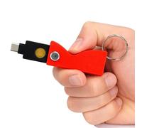 HOLDTAG Porte-clés compatible avec YubiKey 5 NFC et 5C NFC - Étui antichoc en plastique avec design rotatif, étui rigide, support résistant e sécurité non incluse), rouge, Estándar para Yubikey
