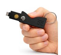 HOLDTAG Porte-clés compatible avec YubiKey 5 NFC et 5C NFC - Étui antichoc en plastique avec design rotatif, étui rigide, support résistant e sécurité non incluse), Noir , Estándar para Yubikey