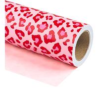 Holegilly papier d'emballage double face - mini rouleau - 43,2 cm x 10 m - design imprimé léopard rose pour anniversaire, vacances et baby shower