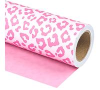 Holegilly papier d'emballage double face - mini rouleau - 43,2 cm x 10 m - motif léopard rose clair pour anniversaire, vacances et baby shower
