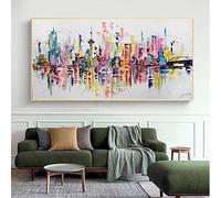 HOLEILUCK Abstrait coloré ville photos toile haletant paysage affiches et impressions Art mural pour salon décoration de la maison 65x140cm/26x55in sans cadre