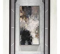 HOLEILUCK Abstrait noir et blanc moderne mur Art toile peinture imprime jaune mur photos pour salon décoration de la maison 70x146cm/28x57in Avec Cadre