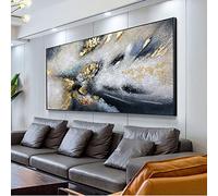 HOLEILUCK Art mural nordique doré peinture sur toile abstraite or bleu très grande taille imprime Salon intérieur peintures décor à la maison 80x185cm/31x73in sans cadre