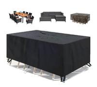 HOLEILUCK Bache pour Salon De Jardin 280x130x90cm Bâche De Protection Exterieur Table/Housse Salon De Jardin Exterieur avec Corde Et Boucle Verrouillage Noir Housse Protection Table Jardin Anti-UV