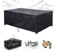 HOLEILUCK Bâche Table De Jardin 180x165x75cm Housse Salon De Jardin Exterieur Imperméable Rectangulaire/Carrée Housse Protection Salon De Jardin Robuste Tissu 600D Oxford Housse Table De Jardin -Noir