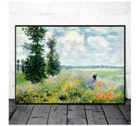 HOLEILUCK Claude Monet Champs de peupliers Paysage impressionniste Peinture sur toile Impressions murales pour salon Photo encadrée noire 50x70 cm/20x28 pouces avec cadre noir