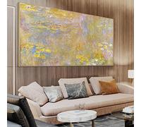 HOLEILUCK Claude Monet Nénuphar Peinture sur toile Art encadré Art mural pour salon Impressions de grande taille Tableaux impressionnistes 100x200cm/39x78in avec cadre noir