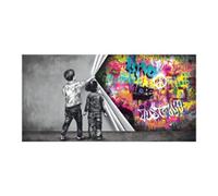 HOLEILUCK Graffiti Street Art Toile Peinture Moderne Coloré Créatif Bansky Grande Taille Impressions Mur Art Photos pour Salon 45x90cm/18x35in Sans Cadre