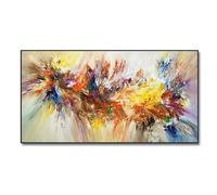 HOLEILUCK Grande peinture abstraite - Fleur colorée - Peinture sur toile pour salon - Décoration murale - 100 x 200 cm - Sans cadre