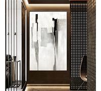 HOLEILUCK Gris Mur Décor Photo Art Mode Abstrait Peintures À L'huile Sur Toile Moderne Intérieur Encadré Peinture Décor Salon 65x90cm (25.6x35.4in) Avec Cadre