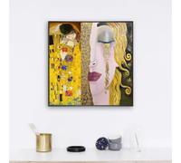 HOLEILUCK Gustav Klimt baiser et larmes peintures sur toile dorées affiches et impressions d'art mural Klimt images d'art célèbres décoration murale 40 x 40 cm impressions d'art sans cadre