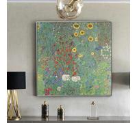HOLEILUCK Gustav Klimt Célèbre impression sur toile peintures reproductions ferme jardin avec tournesols impressions d'art photos décoratives pour la maison 30x30 cm/12x12 pouces sans cadre