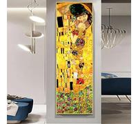 HOLEILUCK Gustav Klimt Kiss Toile Peinture Mur Art Abstrait Or Embrasser Couple Impressions De Grande Taille pour Salon Décor Moderne 40x130cm/16x51in sans Cadre