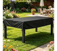 HOLEILUCK Housse De Table Jardin Rectangulaire 110x50x40cm/LxlxH/43 x20 x16 Housse De Protection Imperméable pour Table De Jardin,Tissu Oxford 420d, Noir, Anti-UV Tissu Bache Table Exterieur
