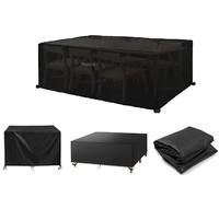 HOLEILUCK Housses pour Tables De Jardin-Housses pour Mobilier De Jardin 175x70x75cm 420d Oxford Rectangulaire Bâche Salon De Jardin Exterieur Bâche Protection Salon De Jardin Coupe Vent Anti UV -Noir