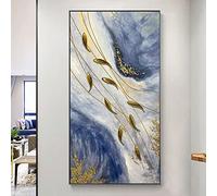 HOLEILUCK Image Moderne Salon Décor à La Maison Feuilles Grand Tableau 42x84cm(16.54x33.07in) D'or Affiches Imprime Mur Art Abstrait Toile Peinture