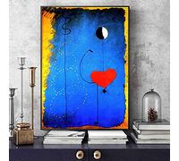HOLEILUCK Juan Miro Art Abstrait Surréalisme Style Toile Cadres Peinture Moderne Salon Chambre Décorative Murale 35x45cm(14x18in) Avec Cadre