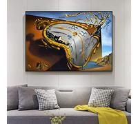 HOLEILUCK La persistance de la mémoire Peintures sur toile par Salvador Dali Célèbre Wall Art Prints Prêt à accrocher des images pour la décoration intérieure 80x110cm/31x43inch avec cadre noir