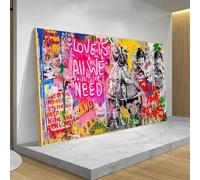 HOLEILUCK L'amour est tout ce dont nous avons besoin affiche impression Banksy Graffiti Pop Art toile peinture abstraite mur Art pour salon décor à la maison 90x183 cm/35x72in sans cadre