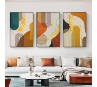 HOLEILUCK Lot de 3 peintures sur toile abstraite de luxe - Impression dorée nordique - Décoration d'intérieur moderne - 50 x 70 cm - 3 pièces sans cadre