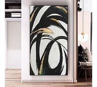 HOLEILUCK Moderne Maison Mur Art Grande Taille Abstrait Noir Blanc Peinture Sombre Ligne Sans Cadre Toile Photo Décor À La Maison 86x193cm/34x76in Sans Cadre