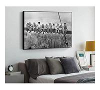 HOLEILUCK New York City View Lunch on A Skyscraper Wall Art Picture Noir et Blanc Affiche Vintage Toile Peinture Décoration de La Maison 70x125cm/28x49inch Avec Cadre Noir