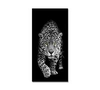 HOLEILUCK Noir et blanc léopard affiche et impressions Animal sauvage toile peinture mur Art photo pour salon bureau maison décorative 50x100cm/20x39in Avec Cadre Prêt à accrocher