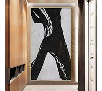 HOLEILUCK Peinture à l'huile Décor Salon Grande Décoration Art Noir Et Blanc Simple Ligne Contour Dessin Oeuvre Image Comme Cadeau 55x110cm(21.65x43.31in) Avec Cadre