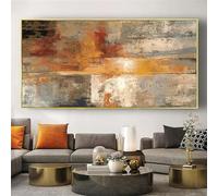 HOLEILUCK Peinture à l'huile sur toile abstraite couleur chaude simple grand tableau mural beige gris art sur toile pour la maison salon décoration 75 x 170 cm sans cadre