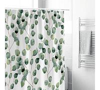 HOLEILUCK Rideau de Douche Aquarelle Vert Floral Eucalyptus Feuilles Rondes Motif Maison Salle De Bains Décor Polyester Tissu Imperméable （WxH） 173x220cm