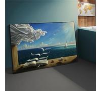 HOLEILUCK Salvador Dali Les Vagues Livre Voilier Peintures sur Toile Impressions Toile Mur Art Photos Mur Photos pour La Maison 90x120 cm/35x47 in avec-Cadre Noir
