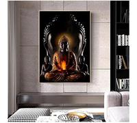 HOLEILUCK Toile Photos Bouddhisme Affiches Grande Taille Décoration Murale Dieu Bouddha Mur Art Impressions Sur Toile Bouddha Toile Art Peintures 60x80cm(24x32in) Avec Cadre