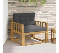 Holekex Canapé central d'extérieur blanc en bois d'acacia massif avec coussin en polyester, module de canapé auxiliaire résistant aux intempéries pour balcon et terrasse, élément d'angle moderne pour