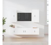 Holekex Ensemble de 5 meubles TV blancs en bois avec espace de rangement, montage mural, tiroirs et compartiments, meuble bas moderne, buffet pour salon, chambre à coucher, coin de jeu, étagère pour