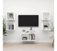 Holekex Ensemble de 5 meubles TV en bois blanc avec beaucoup d'espace de rangement, montage mural, avec meuble bas, buffet, tiroir, étagère, idéal pour salon, chambre à coucher, coin de jeu