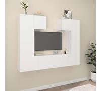 Holekex Ensemble de 6 meubles TV en bois blanc avec espace de rangement et montage mural pour salon, chambre à coucher, coin de jeu, meuble bas moderne, buffet, commode, étagère, tiroir, étagère