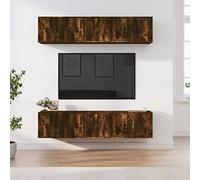 Holekex Ensemble de 6 meubles TV en bois de chêne fumé avec espace de rangement, montage mural, buffet, table de télévision, commode, étagère pour salon et coin gaming
