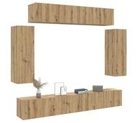 Holekex Ensemble de 6 meubles TV en chêne Artisan avec espace de rangement et montage mural, meuble bas moderne, buffet, commode, étagère pour salon, chambre à coucher, coin de jeu, barre de son