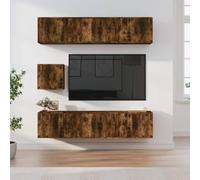 Holekex Ensemble de 7 meubles TV en bois de chêne fumé, meuble bas moderne avec beaucoup d'espace de rangement, montage mural, buffet et commode pour salon, chambre à coucher et coin de jeu