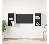Holekex Ensemble de meubles TV 2 pièces aspect chêne noir 37 x 37 x 72 cm Montage mural avec étagère, espace de rangement, canal de câble et étagère pour salon, chambre à coucher, jeu, home cinéma