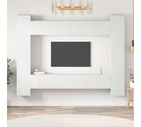 Holekex Lot de 10 meubles TV en bois blanc avec espace de rangement, 6 meubles bas de 60 x 30 x 30 cm, 4 buffets de 30,5 x 30 x 90 cm, montage mural, étagère pour salon, chambre à coucher, coin de jeu